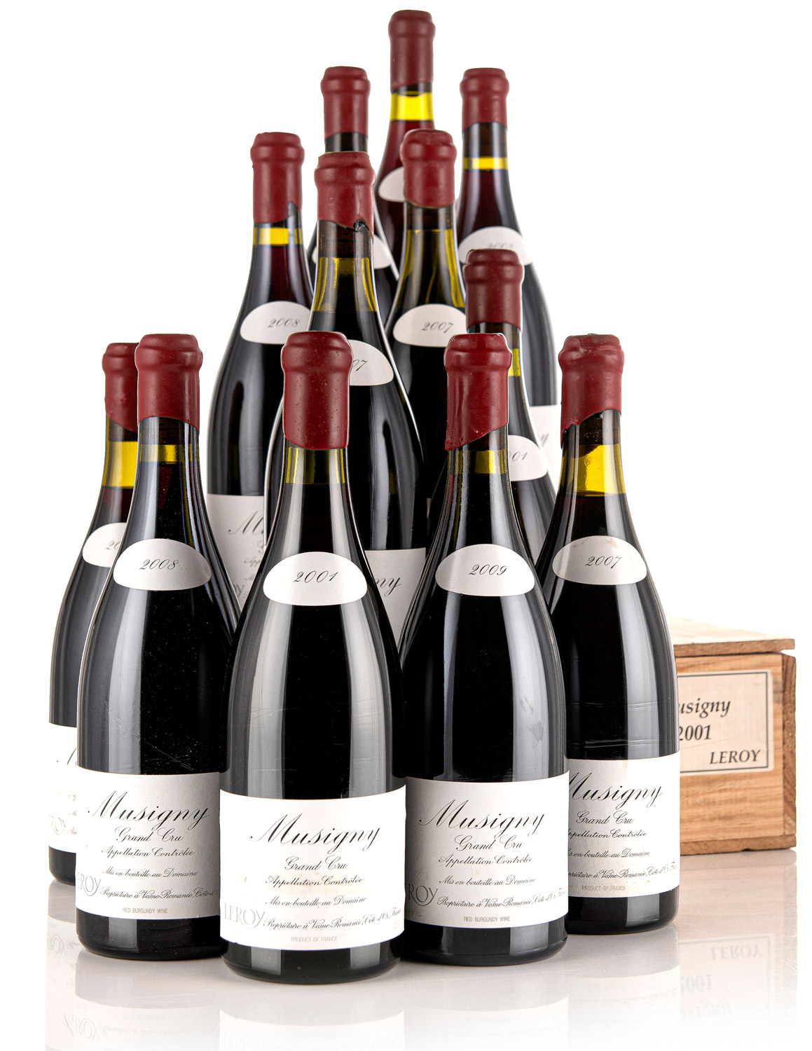 Lot 1713: 3 bottles each Domaine Leroy 2001, 2007, 2008 & 2009 Musigny